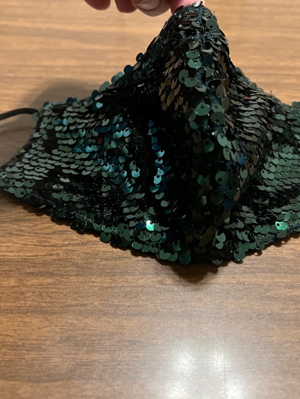 Dark Green Sequin Mask w/Adjustable Straps